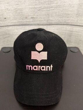 Isabel Marant Black Cap with Pink Logo